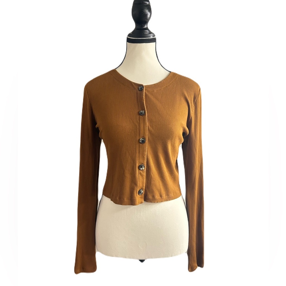 ARITZIA Wilfred Neptune Long sleeve Top Cardigan Rich Chestnut Large - Picture 9 of 11